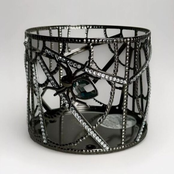Bath & Body Works Halloween Spider Web Rhinestones 3-Wick Candle Holder - Picture 1 of 1